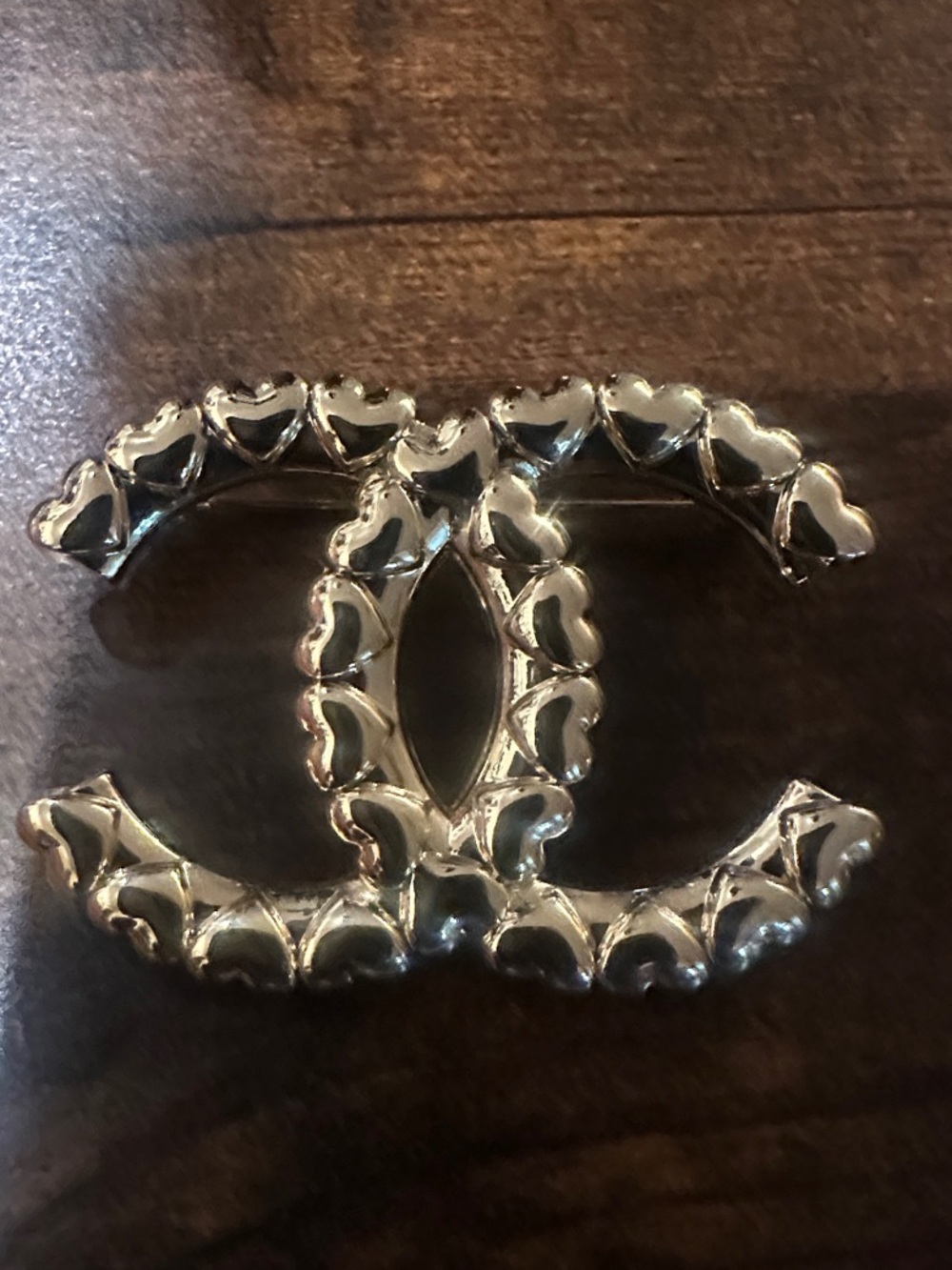 FASHION Gold Double C Heart Brooch